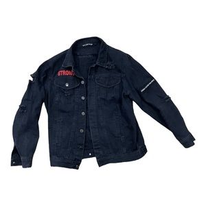 DESIGN CLOTHES FOR JESUS - DISTRESSED JEAN JACKET - SIZE MEDIUM